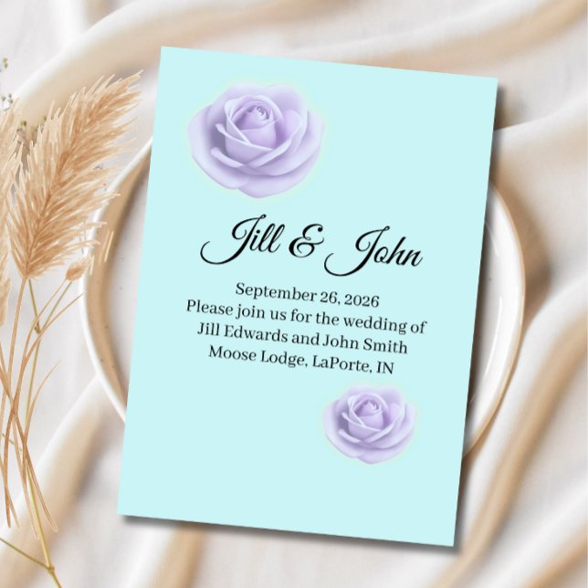  Lavender Rose and Blue Wedding Announcement (Creator Uploaded)