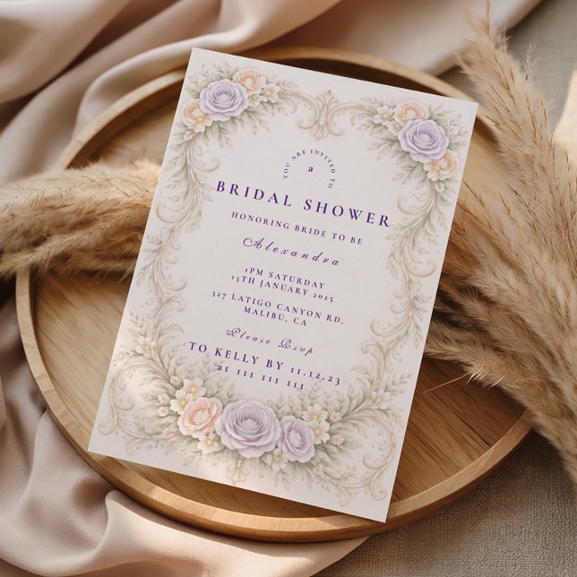Lavender Rose Baroque Bridal Shower Invitation (Creator Uploaded)