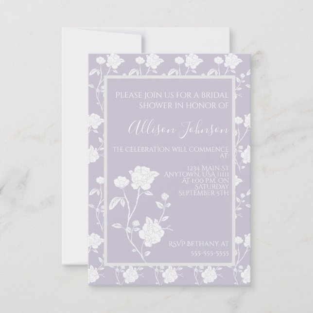 Lavender Rose Bridal Shower Invitation (Front)