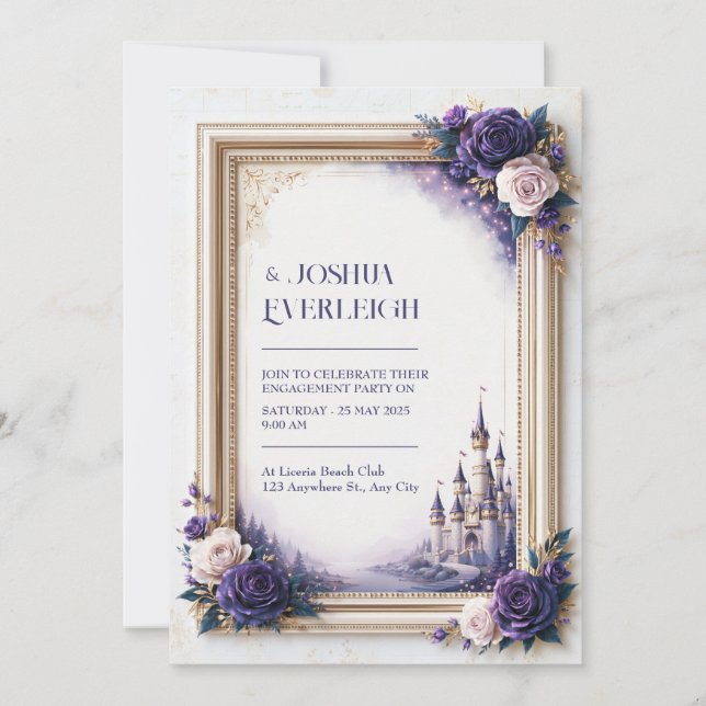 Lavender Rose Castle Wedding Invitation (Front)