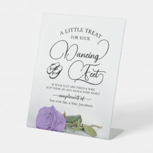 Lavender Rose Dancing Feet Flip Flop Wedding Pedestal Sign