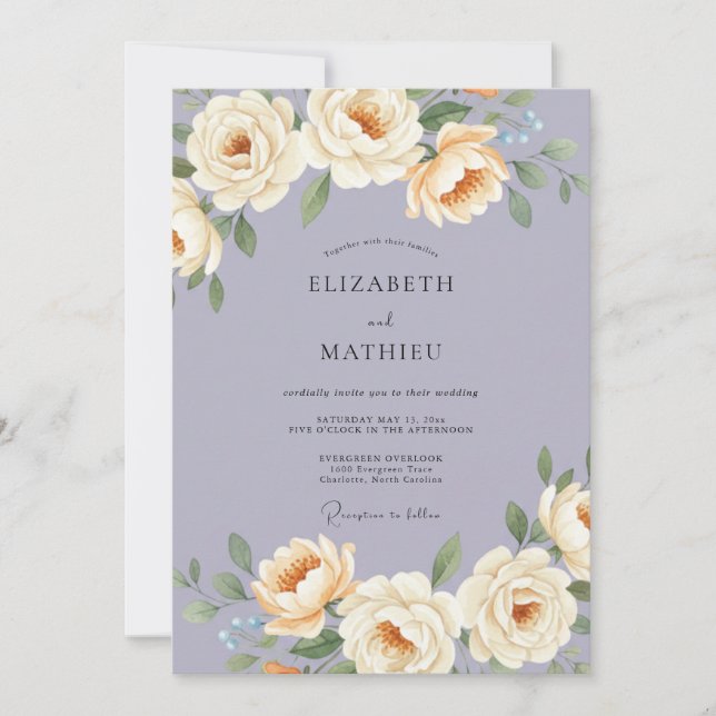 Lavender Rose Ethereal Wedding Invitation (Front)