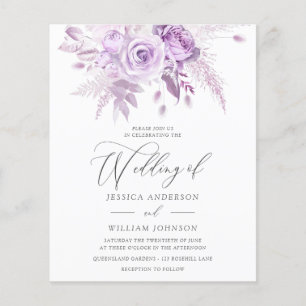Lavender Rose Floral Budget Wedding Invitation