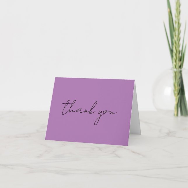 Lavender Rose Gold Elegant Modern Handwritten Thank You Card (Front)