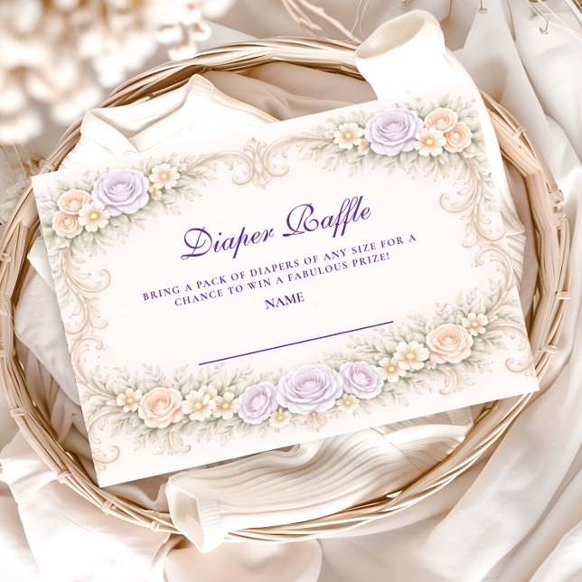 Lavender Rose Ornate Diapper Raffle Enclosure Card (Creator Uploaded)