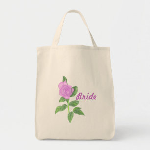 Lavender Rose Painting, Bride Tote Bags