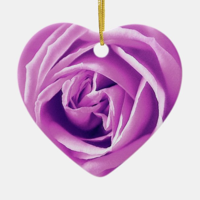 Lavender rose print ceramic tree decoration (Front)