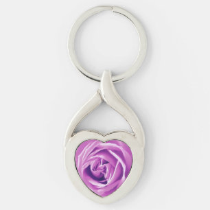 Lavender rose print key ring