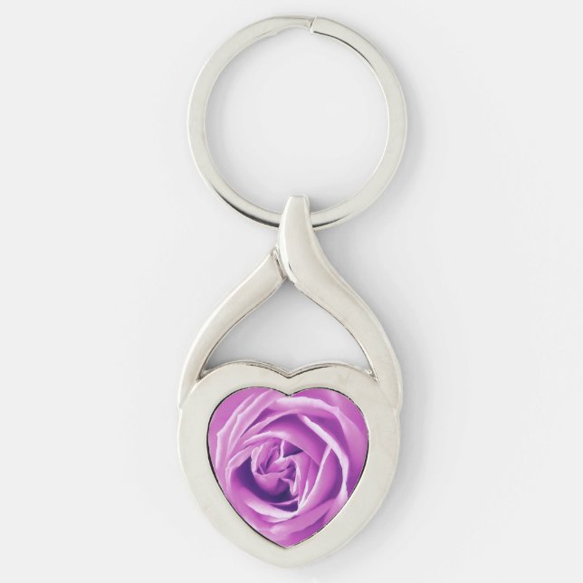 Lavender rose print key ring (Front)