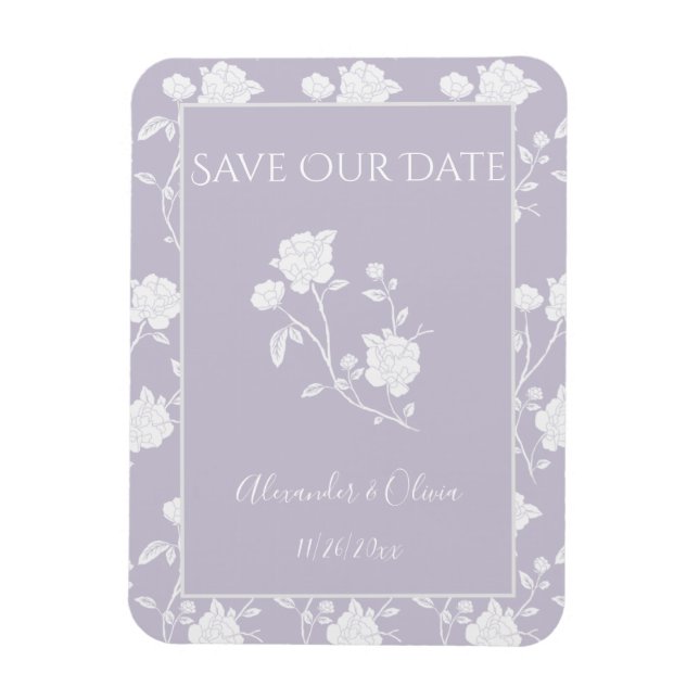 Lavender Rose Save The Date Magnet (Vertical)