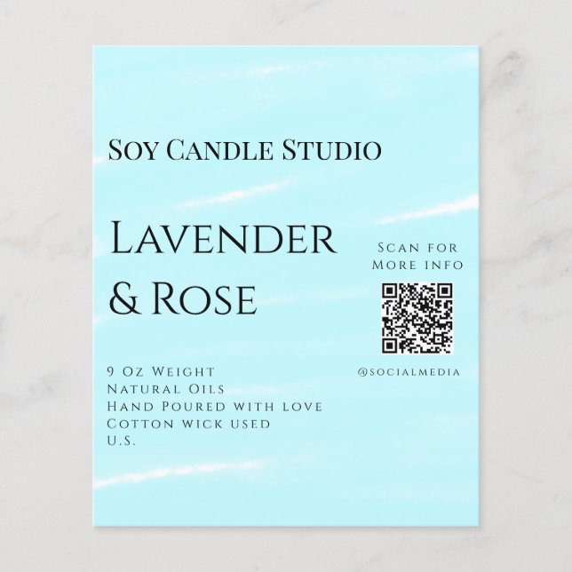 Lavender rose soy candle business add q r code tex (Front)