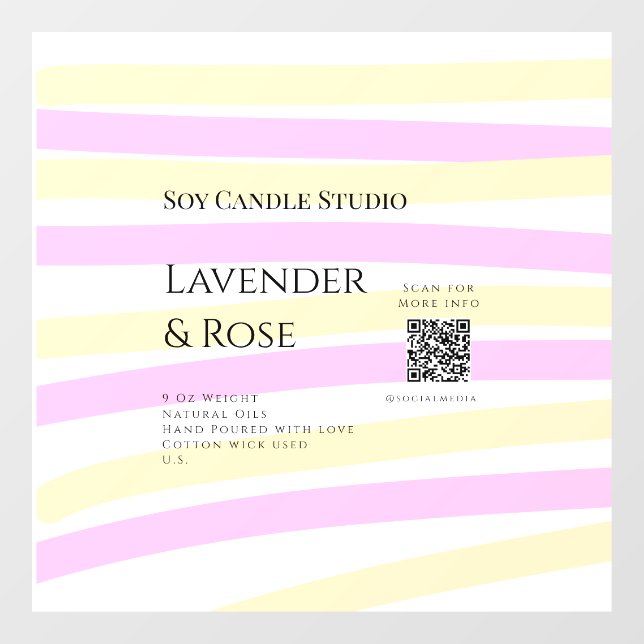 Lavender rose soy candle business add q r code tex (Sheet)