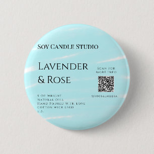 Lavender rose soy candle business add q r code tex 6 cm round badge