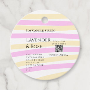 Lavender rose soy candle business add q r code tex favour tags