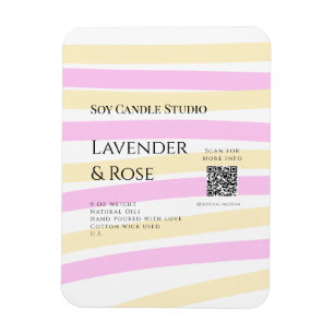 Lavender rose soy candle business add q r code tex magnet