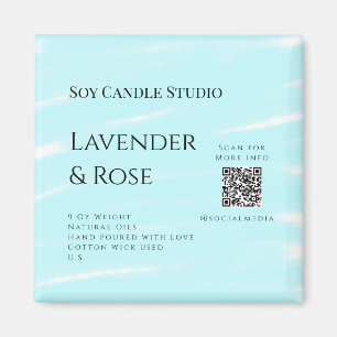 Lavender rose soy candle business add q r code tex magnet