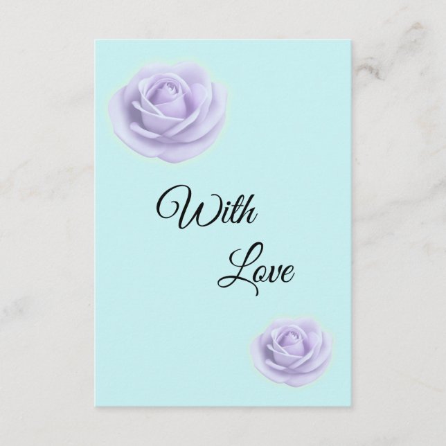 Lavender Rose W/Blue Wedding Enclosure Card (Front)