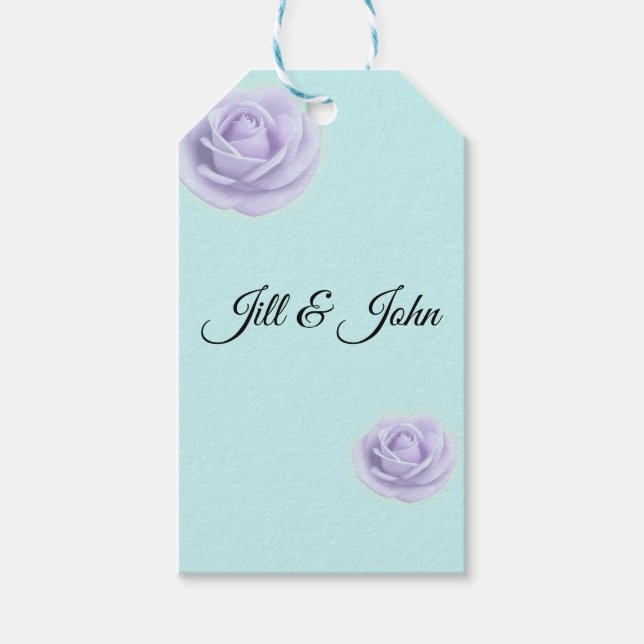 Lavender Rose Wedding Favour Tag Name (Front)