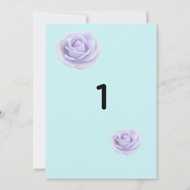 Lavender Rose Wedding Table Numbers (Front)