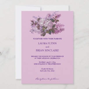 Lavender, Roses and Lilacs, Wedding  Invitation