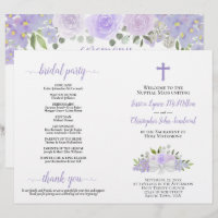 Lavender Roses DIY Fold Catholic Wedding Program