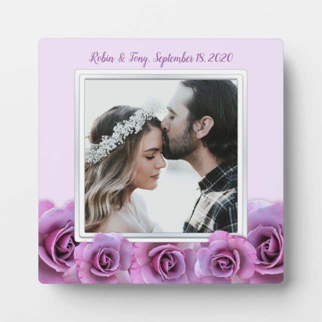 Lavender Roses Personalised Photo Wedding Frame (Front)
