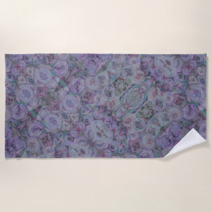 Lavender Roses Watercolor Art Beach Towel