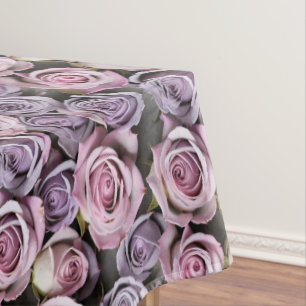 Lavender Roses With Soft Lilac And Pink Tablecloth