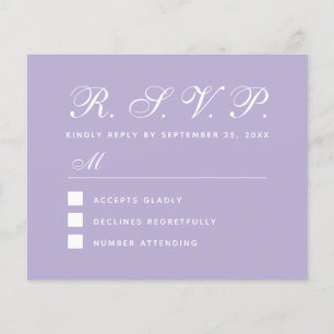 Lavender RSVP Budget Simple Script Purple Card