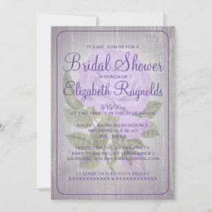 Lavender Rustic Floral Bridal Shower Invitations