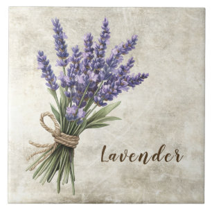 Lavender Rustic Floral Faux Ceramic Tile