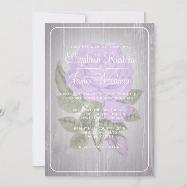 Lavender Rustic Floral Wedding Invitations (Front)