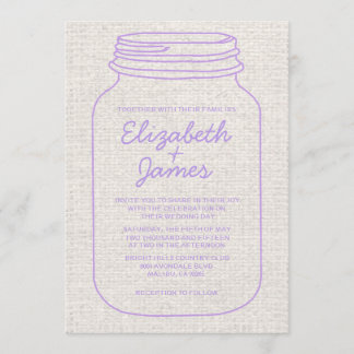 Lavender Rustic Mason Jar Wedding Invitations