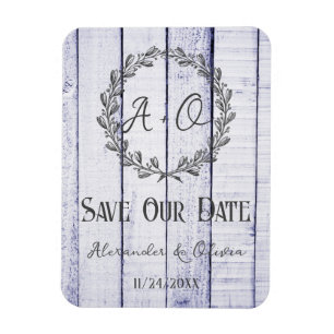 Lavender Rustic Monogram Save The Date Magnet