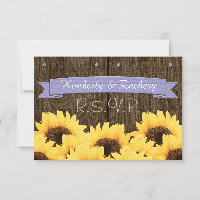 LAVENDER RUSTIC SUNFLOWER RSVP CARD (Front)