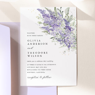 Lavender & Sage Green Floral Watercolor Wedding In Invitation