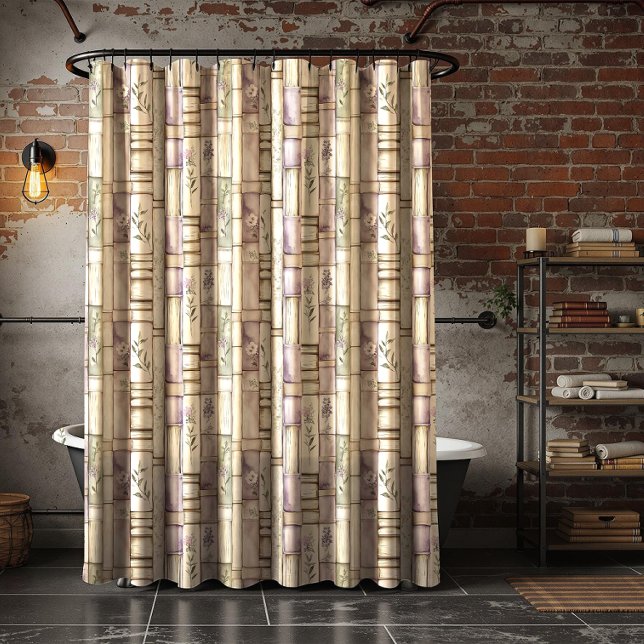 Lavender Sage Green Vintage Books | Shower Curtain (Creator Uploaded)