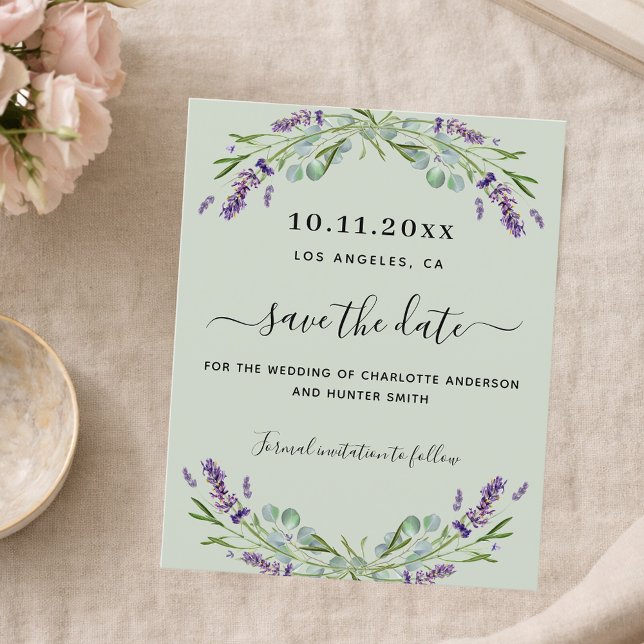 Lavender sage green wedding save the date card (Creator Uploaded)