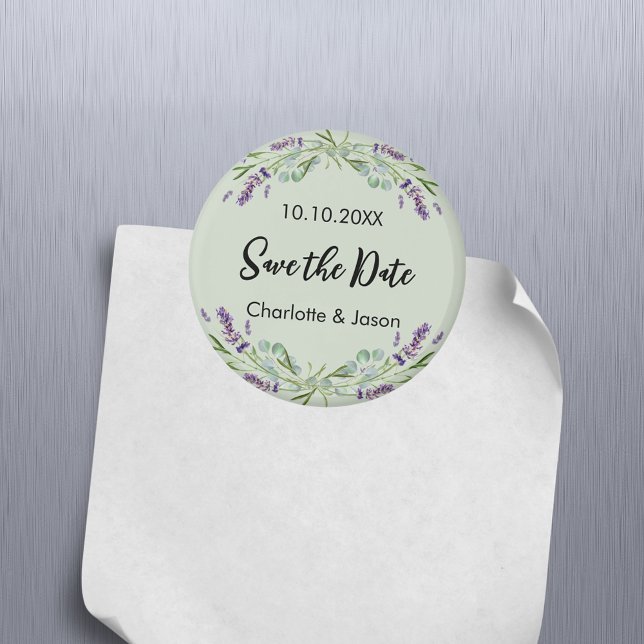 Lavender sage green wedding Save the Date magnet (Creator Uploaded)