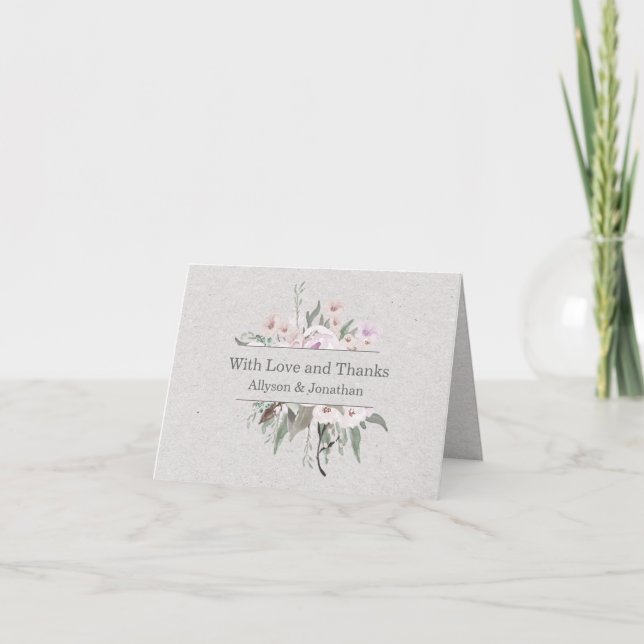 Lavender Sage Grey Green Floral Thank You | Card (Front)