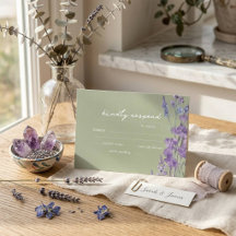 Lavender Sage Rustic Wedding RSVP Card