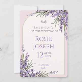 Lavender Save the Date card