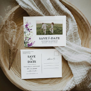 Lavender Save The Date with Photo Postcard