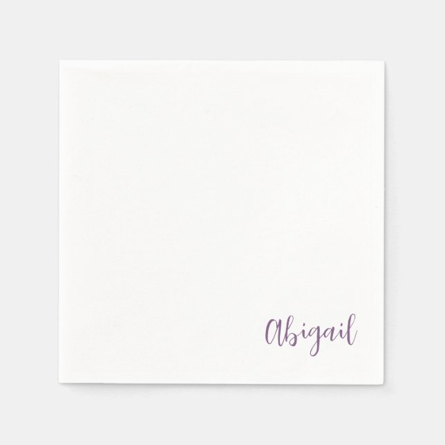 Lavender Script Name Personalised Shower  Napkin (Front)