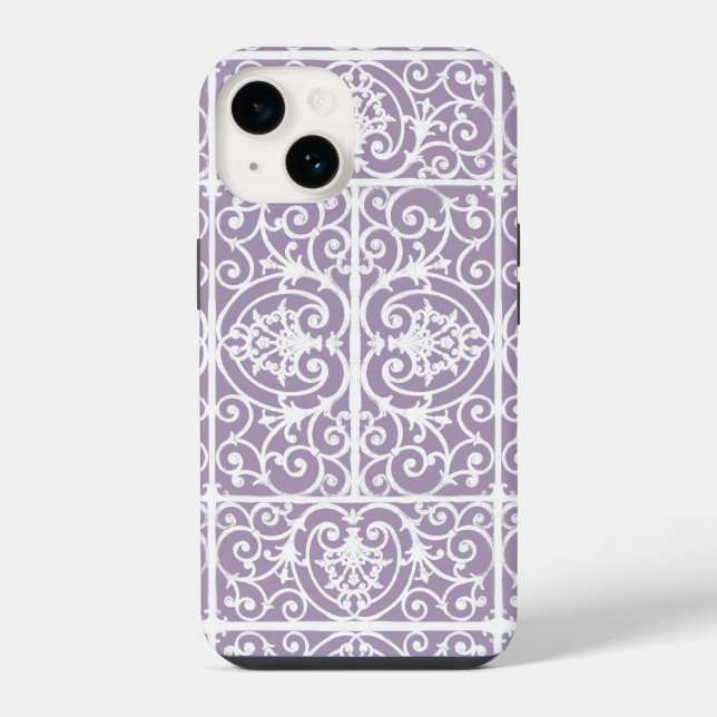 Lavender scrollwork pattern iPhone case (Back)