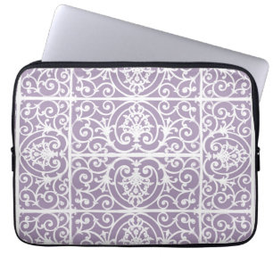 Lavender scrollwork pattern laptop sleeve