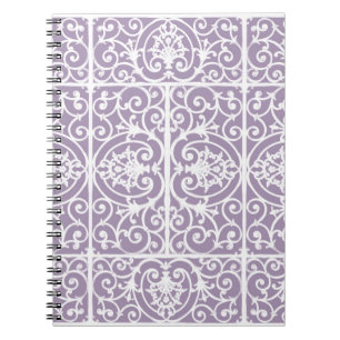 Lavender scrollwork pattern spiral notebook