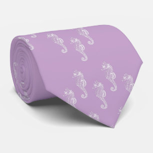 Lavender Seahorses Unisex Neck Tie