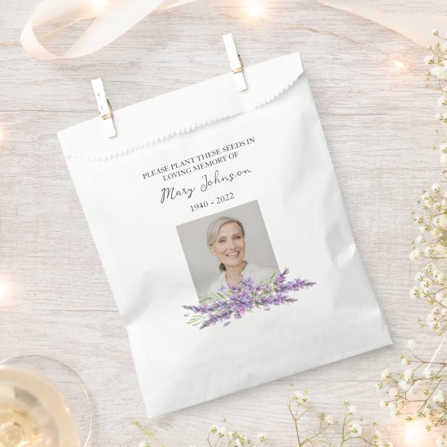 Lavender Seed Packet Memorial Funeral Favour Bags (Clipped)