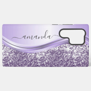 Lavender  Sequin Glitter Handwritten Calligraphy   Samsung Galaxy Case